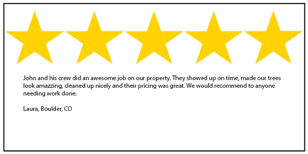 Boulder CO tree service 5 star review