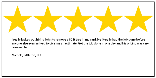 Littleton CO tree service 5 star review