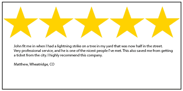 Wheat Ridge CO tree service 5 star review