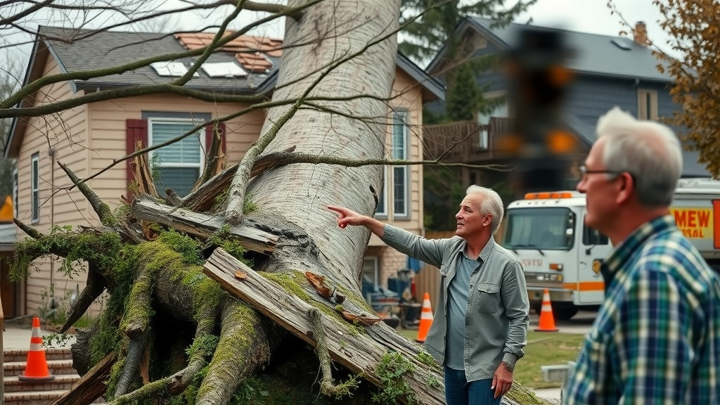 Fallen tree damages Denver home emergency responders present