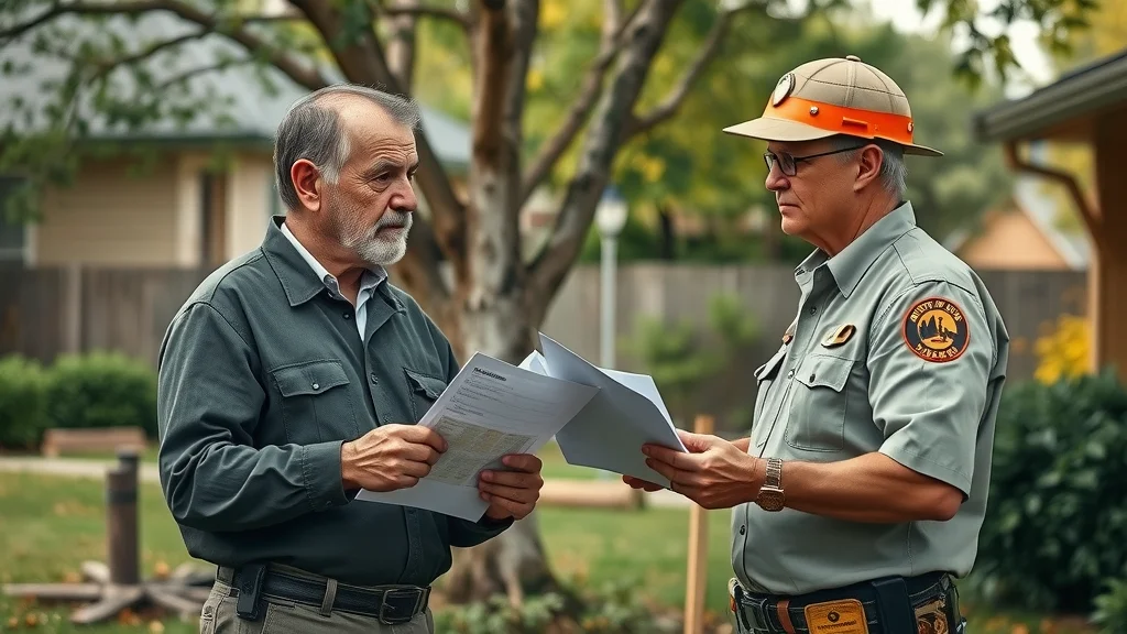 Concerned Denver homeowner consulting with tree service provider about risks when buying tree service in denver co