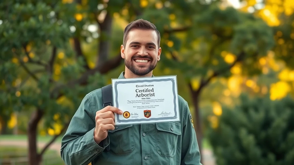 Certified arborist in Denver showing badge, emphasizing best tree service company qualities