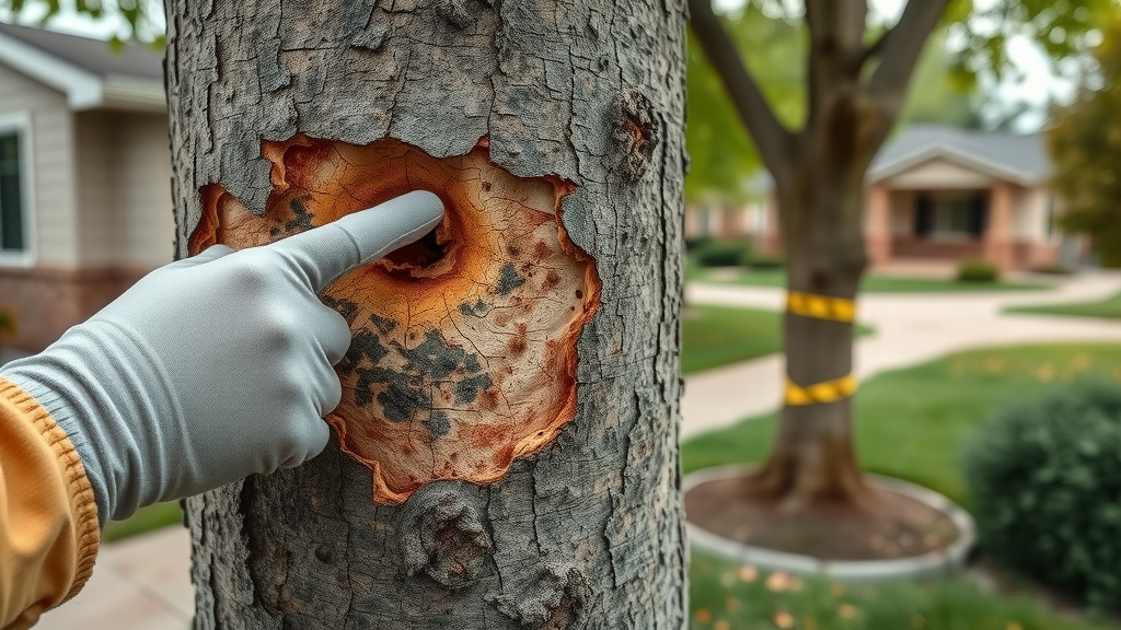 Denver tree care company team with trucks—tree service in Denver, certified arborists, consult with client, photorealistic, city backdrop