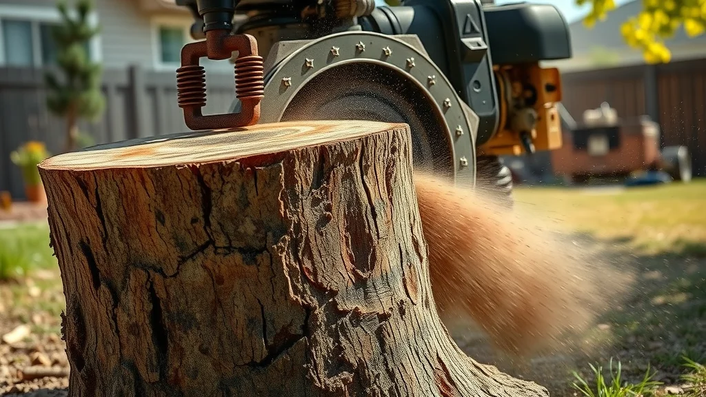Tree stump grinding in Denver, illustrating local stump removal as part of buying tree service in denver co