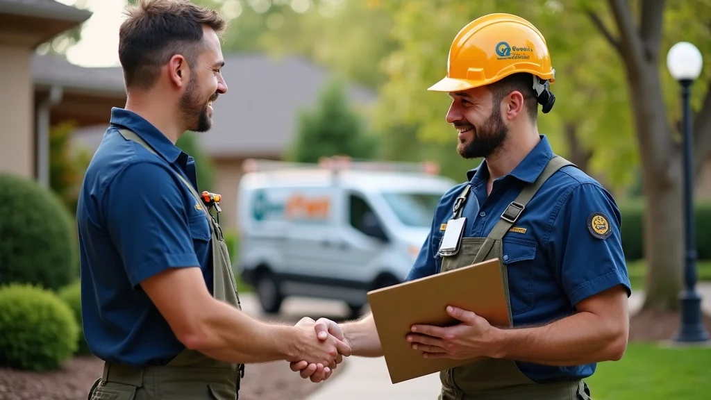 tree expert reviewing credentials with Denver homeowner for tree removal near me