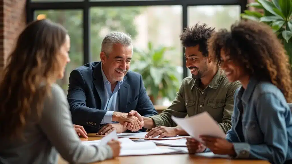 Community staff and Denver residents discussing tree removal assistance programs, highlighting affordable options for those who can't afford tree removal.
