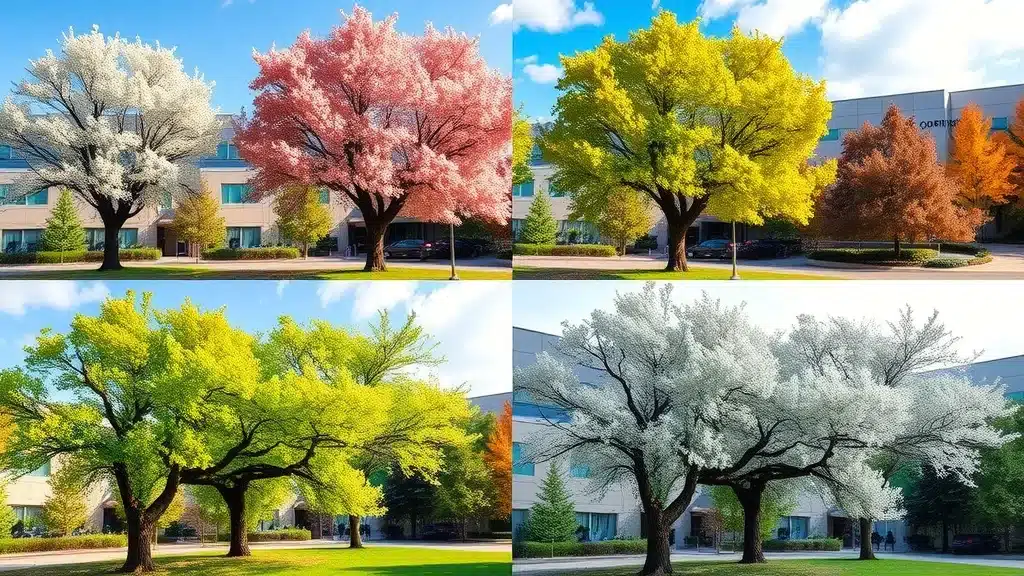 Denver commercial property trees across all four seasons for commercial tree services in Denver